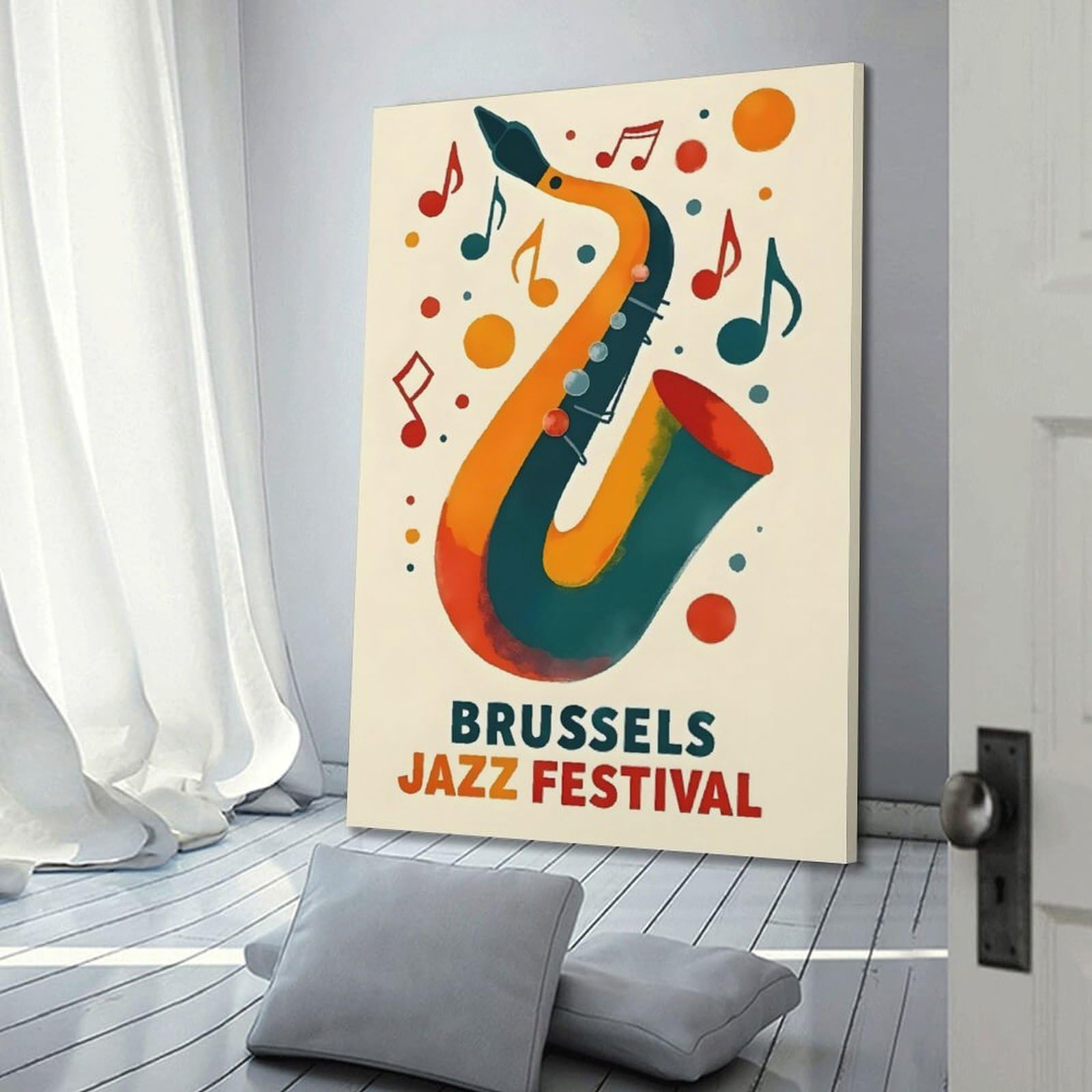 CZHXYZ Poster su tela da parete per camera da letto e soggiorno, decorazione per eventi, festival jazz di Bruxelles, 50 x 75 cm, stile cornice