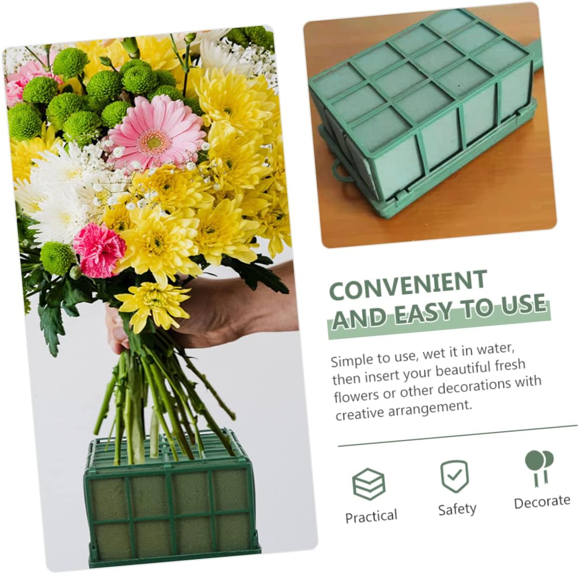 KONTONTY 4pcs Floral Cages Flower Holder with Handle for Fresh Flower Arrangements Lightweight and Compact for Weddings Home Decor and Special Events