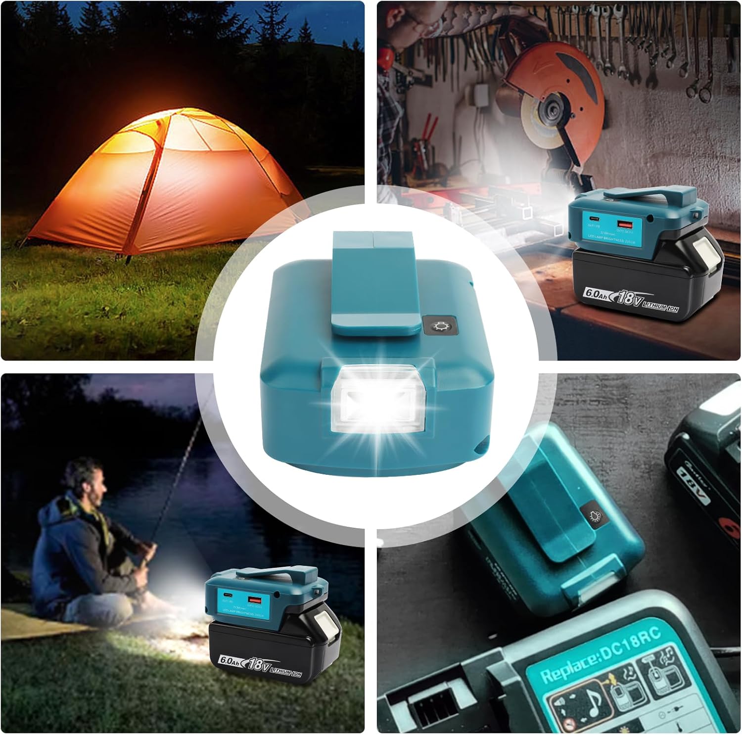 Lampe LED Sans Fil 14.4V-18V – Universelle Pour Batteries Makita, Usage Pro & Camping