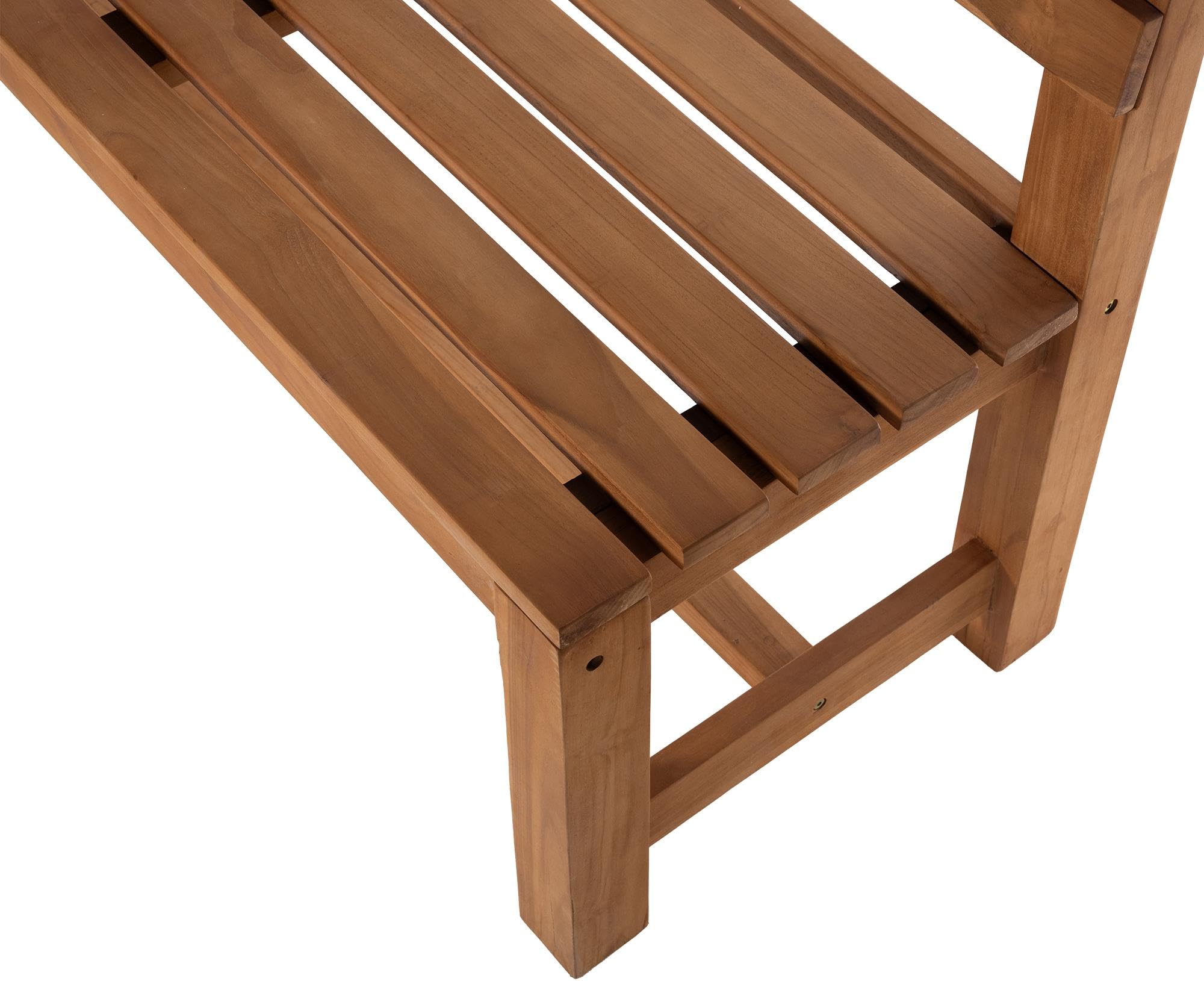 CLP Banco de Teca Augusta I Banco de Madera Resistente a la Intemperie con Respaldo I Robusto Banco de jardín de Madera Maciza de Teca, Color:Teca, Tamaño:120 cm