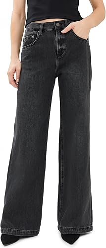 Pistola Denim Jeans Palazzo de corte bajo Jadyn para mujer, Zen, 27