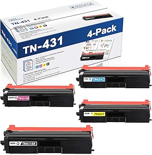 TN431BK,TN431C,TN431M,TN431Y 4PK(1BK+1C+1M+1Y) Compatible TN431 TN-431 Toner Cartridge Replacement for Brother DCP-L8410CDW MFC-L8610CDW L8690CDW L8900CDW L9570CDWT L9570CDW Printer