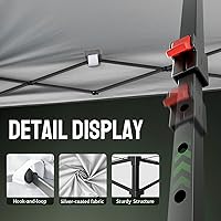 Vista 5 de CROWN SHADES 10x10 Pop Up Canopy - Patented Center Lock One Push Instant Outdoor Canopy Beach Tent with STO-N-Go Bag 8 Stakes & 4 Sand Bags，White