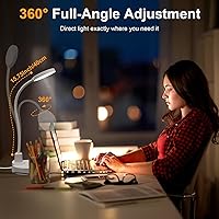 Vista 6 de 15W LED Desk Lamp with USB Charging Ports – Dimmable Table Lamp with 3 Color Temps, 5 Brightness, 4 Timers, Flexible Gooseneck Light with Base