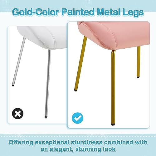 Miniatura 8 de Yaheetech Silla de tocador, silla decorativa de terciopelo con respaldo en forma de concha, sillón moderno con patas de metal dorado para