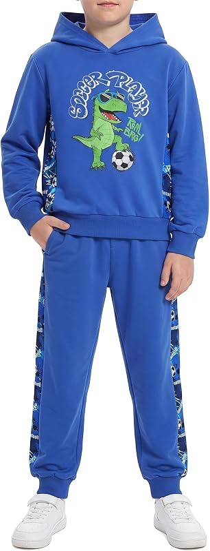 DISAUR Boys Sweatsuit Graphic Hoodie and Jogger Pants 2 Piece Set Size 5-12 | This hoodie and pants set blends soft stretch comfort, printed side panels and school-to-weekend style