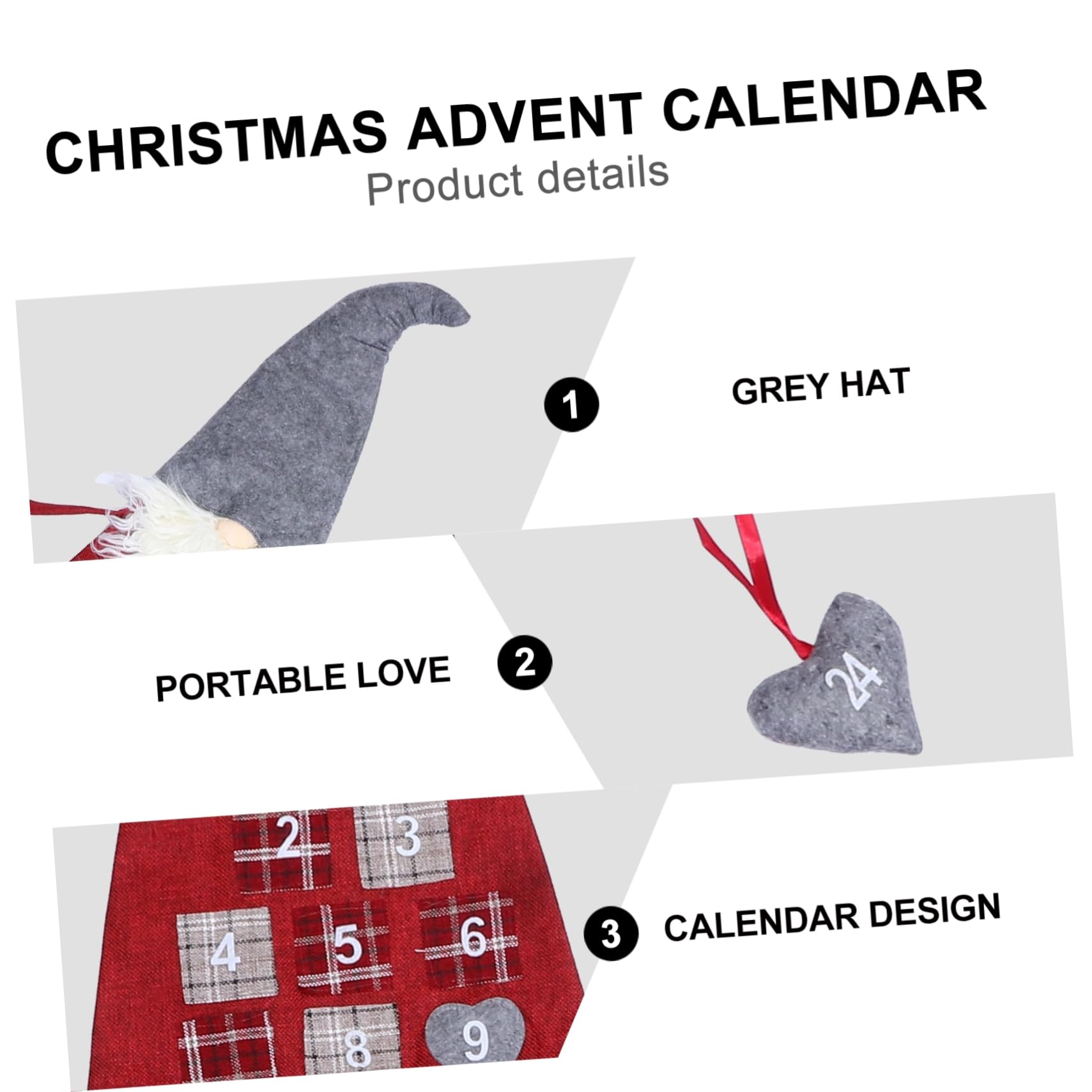 VICASKY Calendario di Avvento con Decorazione Natalizia a Forma di Folletto Ornamento da Appendere per Feste di Natale Fornitura per Eventi