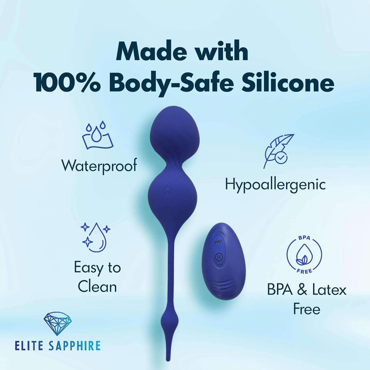 Pelvic Floor Exercise Device, Kegel Exerciser, Pelvic Floor Muscle, Waterproof & Body-Safe Silicone, BPA-Free, Latex-Free, 10 Vibrating Settings, 3 Strength Levels from Beginner to Adv