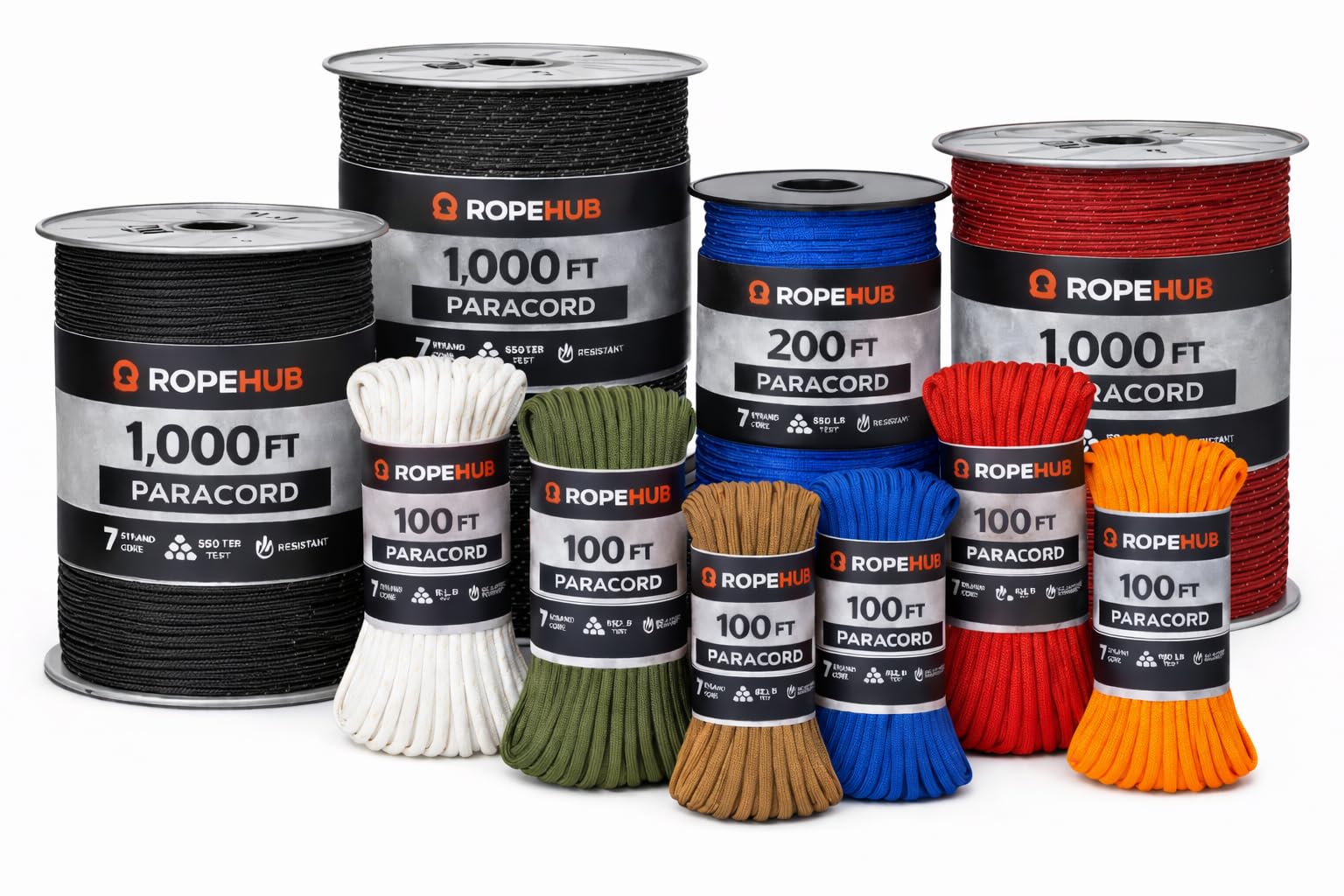 SGT KNOTS Type III Paracord 550-7 Strand Utility Parachute Cord for Crafting, Camping & More (1000ft, Neonorange)