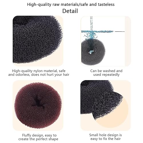 Miniatura 5 de 3 piezas de herramienta mágica para el cabello, anillo de espuma para el cabello, accesorios para el cabello de dona, anillo de nailon con hebilla