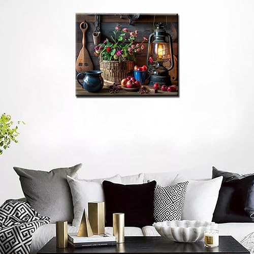 Miniatura 4 de Kits de pintura por números para adultos, estilo rústico, kit de pintura al óleo sobre lienzo con pinceles de pintura y pigmento acrílico, lámparas