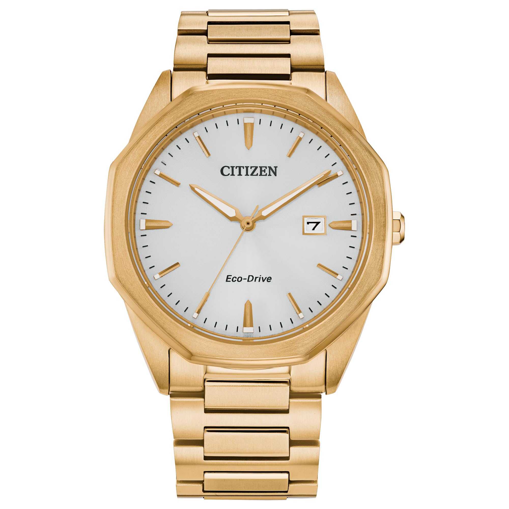 Citizen Men's Eco-Drive Corso 3 Hand Gold Stainless Steel Watch, Silver-White Dial, 41mm (Model: BM7492-57A)