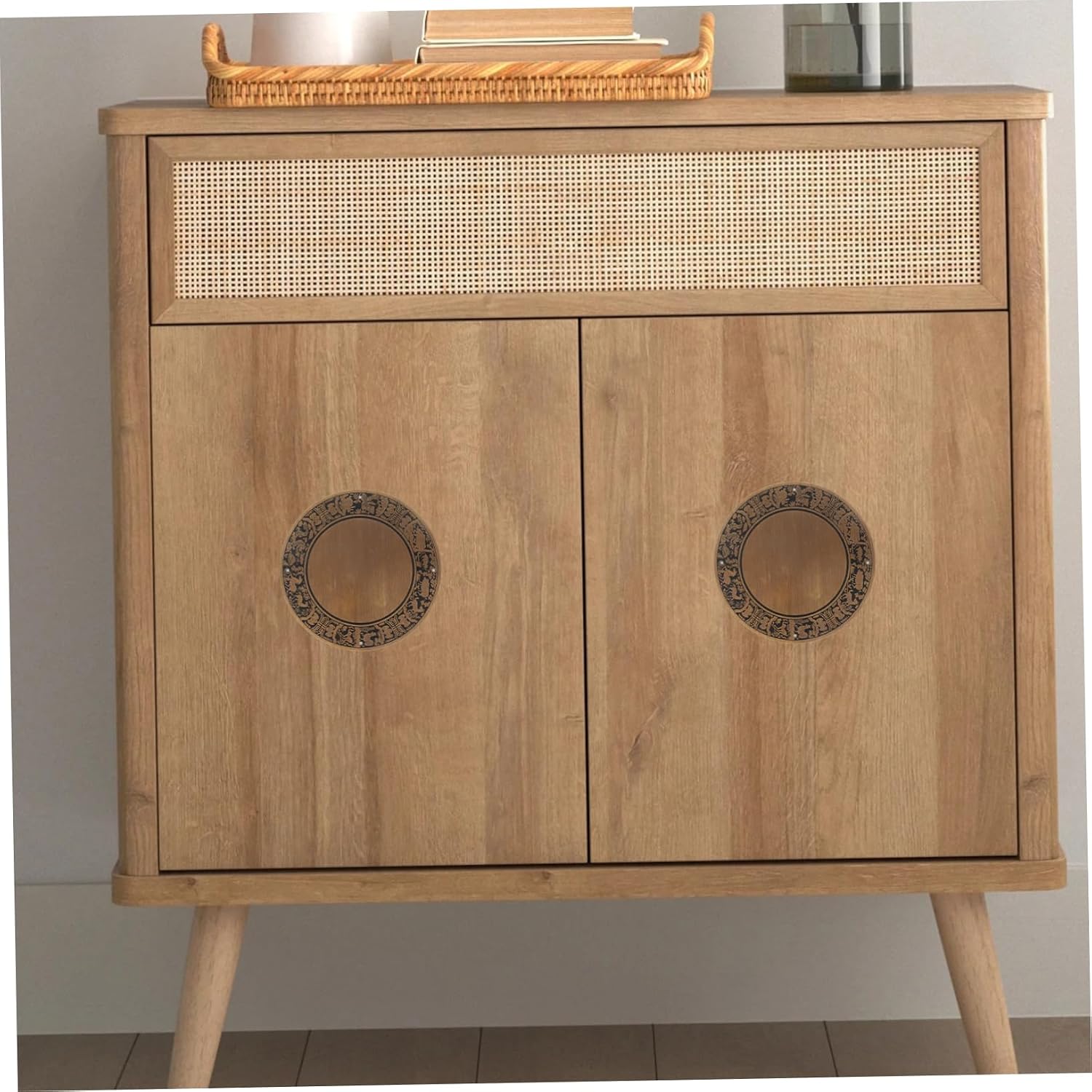 Uonlytech Chinese Zodiac Brass Cabinet Plate Antique Inlay for Storage Boxes and Decorative Design Reflecting Cultural Elegance