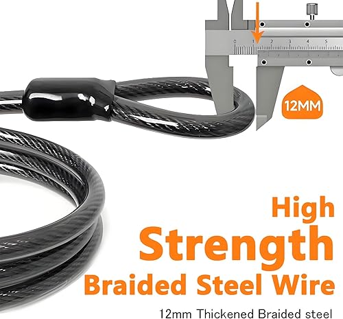 Miniatura 3 de Juego de candado de cable de seguridad (4 cerraduras digitales en U y cable flexible de extremos sellados de acero de 4 pies x 12 pulgadas),