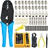 Gaobige Coaxial Cable Tool Kit - BNC Crimping Tool for RG58, RG59, RG62, RG174, 20 BNC Male Crimp Connectors for RG58, 10 Female to Female Connectors, Heat Shrink Tube Cable Tester Stripper