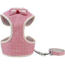 voopet Puppy Harness Easy to Put On & Take Off Step in Dog Harness, Puppy Soft Padded Mesh Front Vest with Leash, Adjustable Pets No-Pull Walking Harness with Cute Bows for Small Dogs and Cats