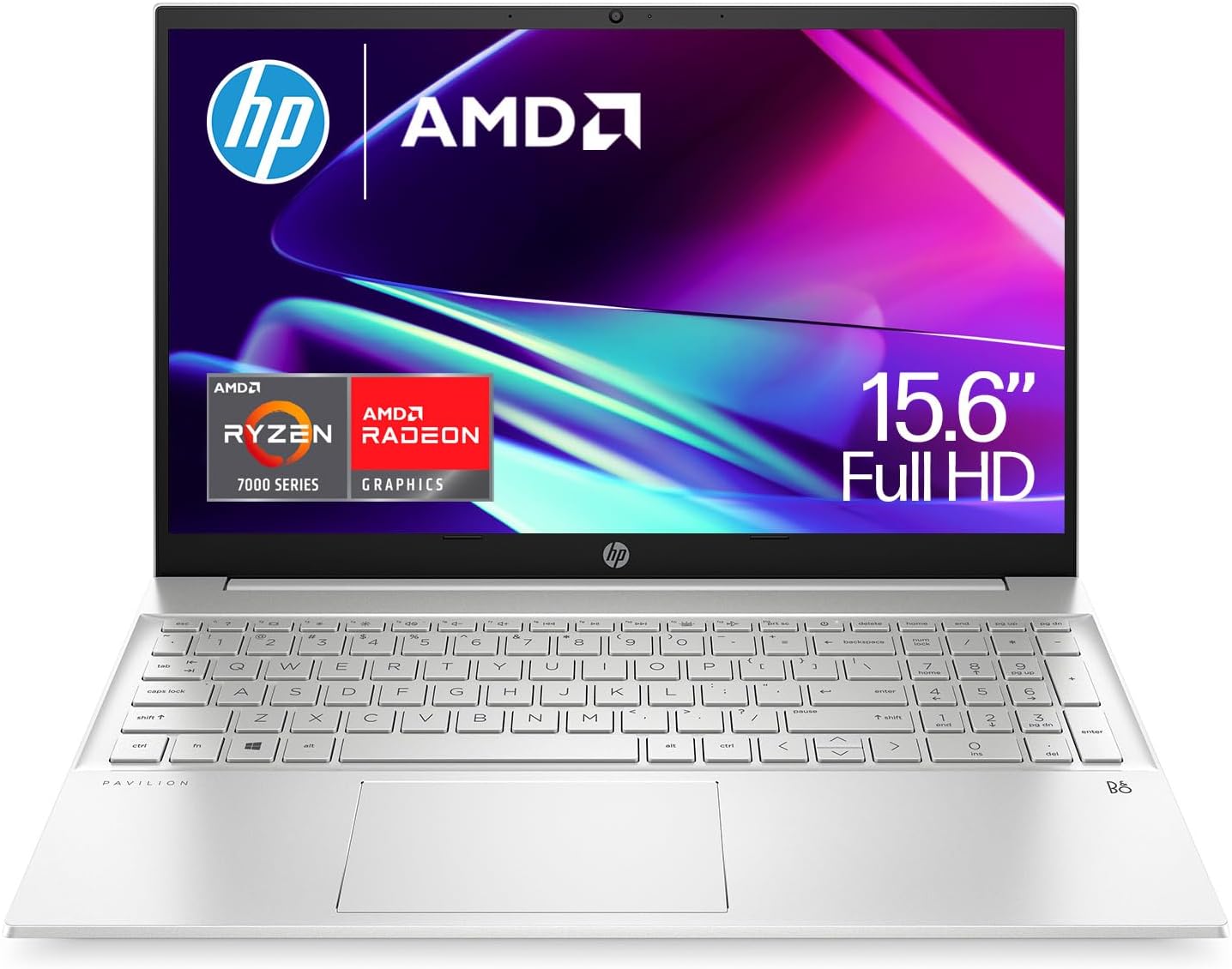 HP Pavilion 15.6" Laptop | AMD Ryzen 7 7730H Processor | 16GB RAM | 512GB SSD | AMD Radeon Graphics | FHD Display | Up to 8hrs battery | Windows 11 | Audio by B&O | Natural Silver | 15-eh3000sa
