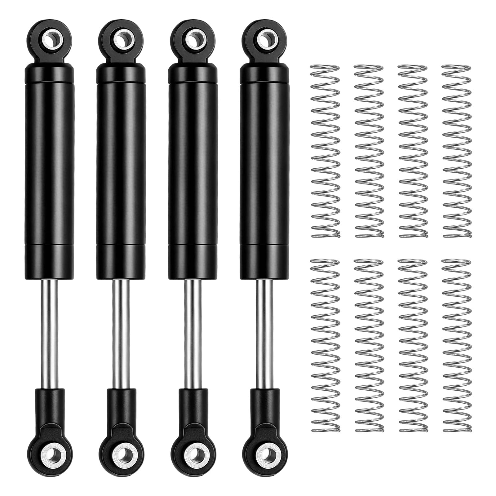 Rebower RC Shock Absorber (with Internal Spring Spare Springs), [for 1/10 RC Crawler ] - 70-90mm / Black / 4 Pcs