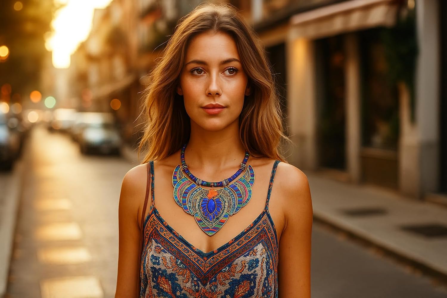 YAZILIND Ethnic Style Chunky Colorful Collar Festival Tribal Beaded Bib Choker Costume Necklace