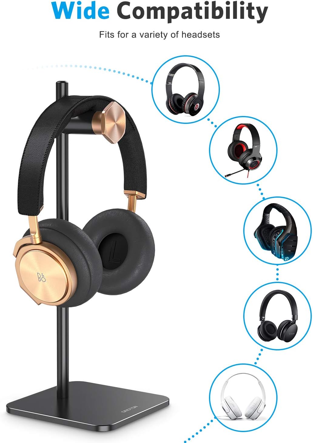 Up To 40% OFF Airpods Max Stand, OMOTON Headphone Stand, Adjustable Aluminum Headset Desktop Holder with Non-Slip Silicone Base Compatible with AirPods Max, Sony, Bose, Beats, AKG and More, Black