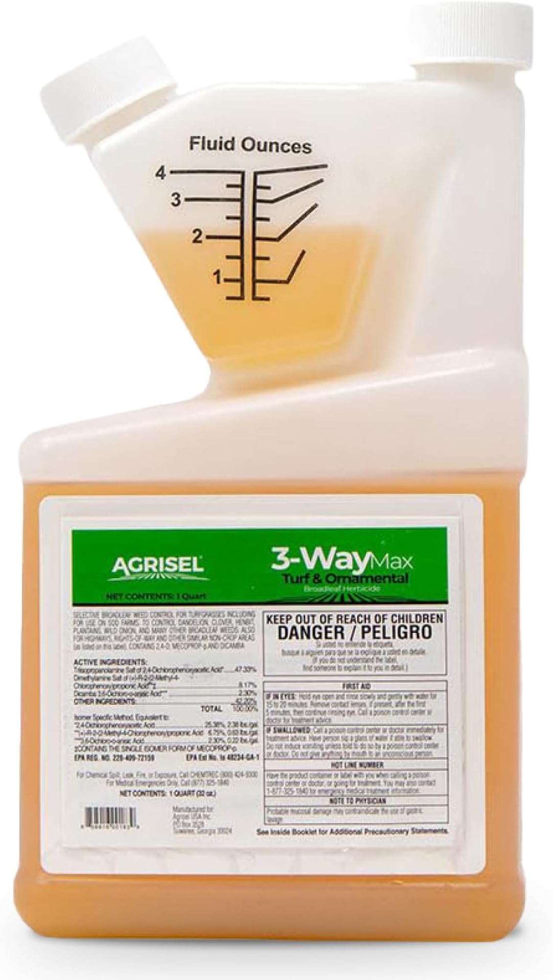 - 3 Way Max Weed Killer, Eliminate 50+ Weeds, Safe on Grass, Weed Spray, Pet Safe, Low Odor, Easy Mixing, 32 Ounces