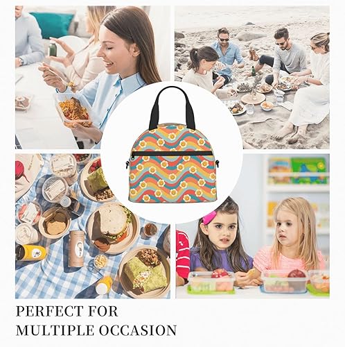 Miniatura 9 de Daisy Groovy Flowers - Bolsa de almuerzo aislada con correas para mujeres y hombres, bolsa impermeable para viajes de oficina