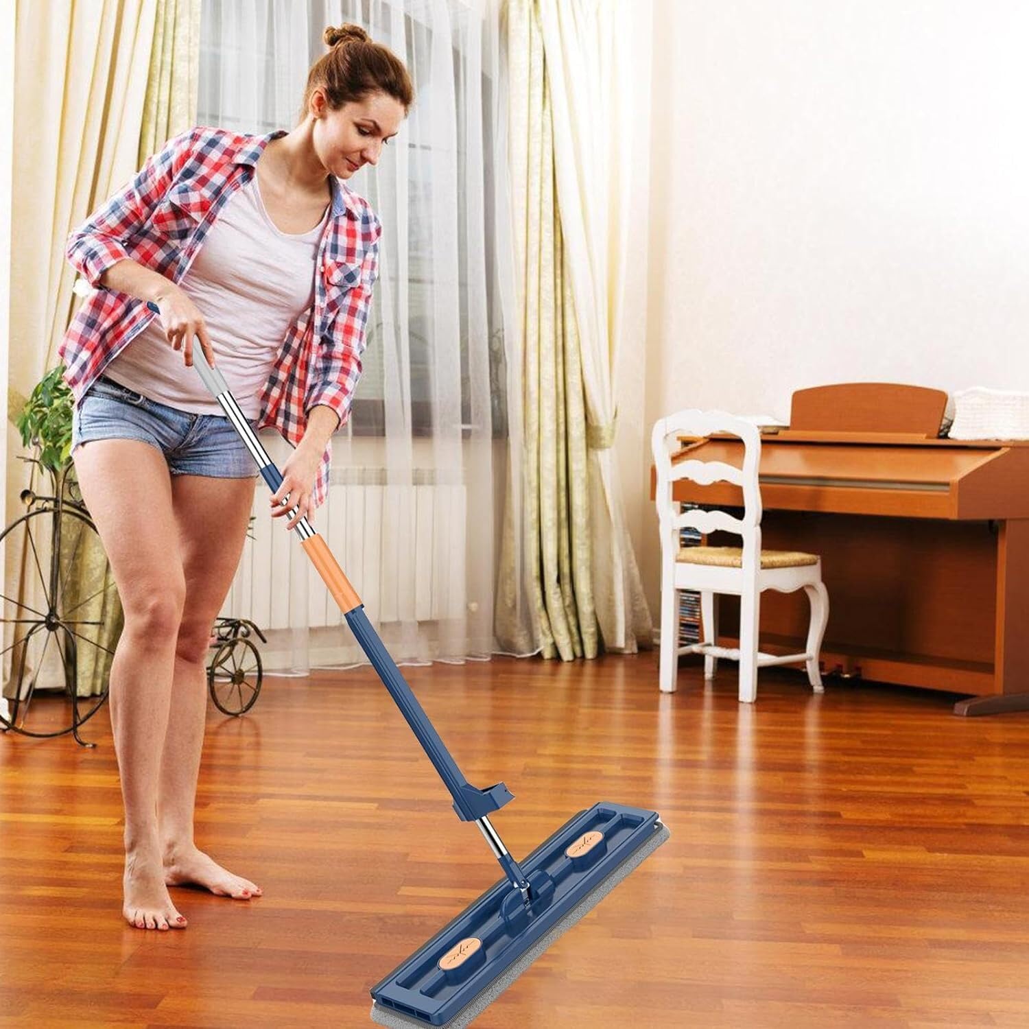 SVEEPA samoczyszczący środek do czyszczenia podłóg, mopa do podłóg Micro Duo, powłoka z mikrofibry do płytek i laminatu (1 mop + 2 ściereczki)