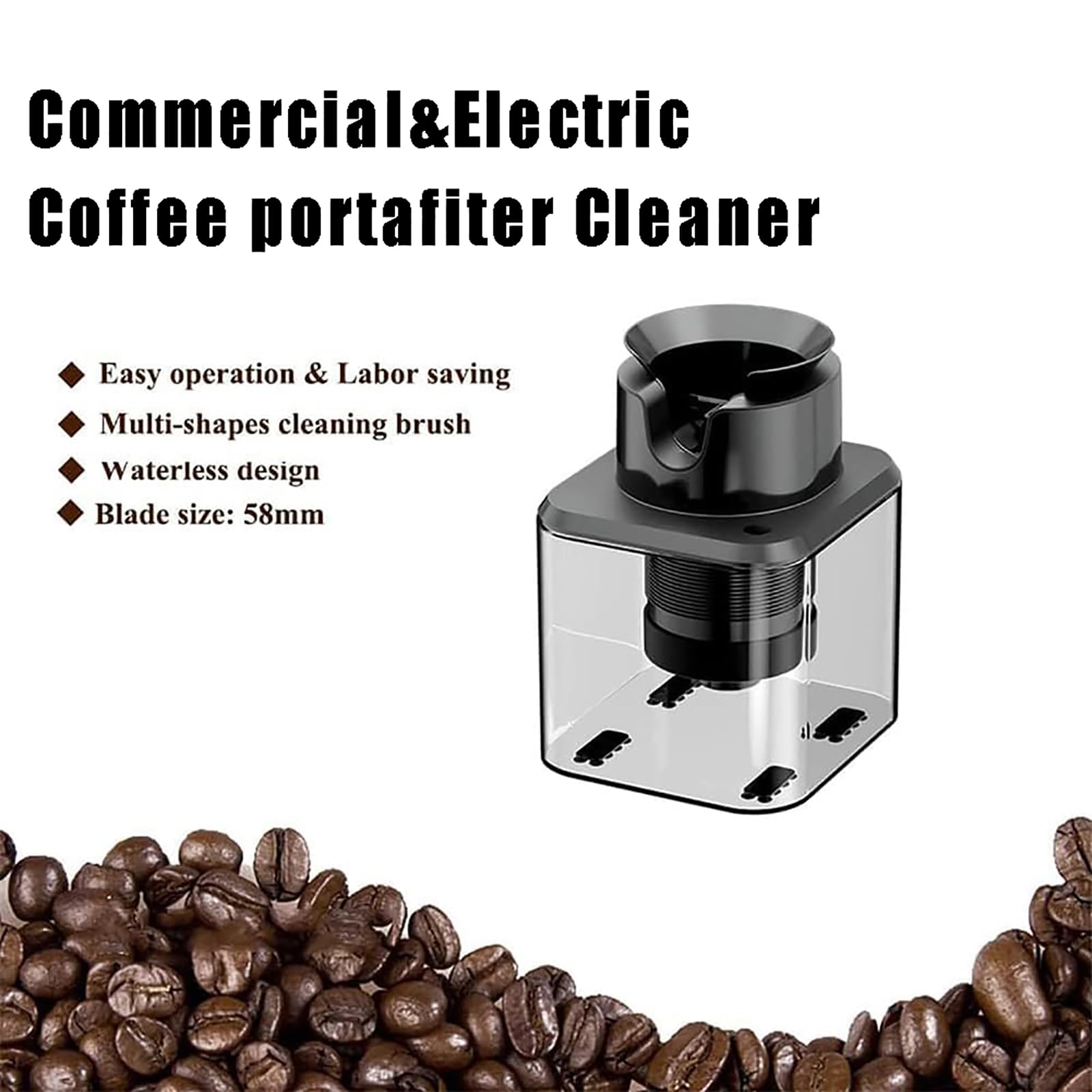 Limpiador automático de portafiltros de café, máquina de Limpieza eléctrica con 3 cepillos, Compatible con recipientes de 58 mm, Limpieza rápida en 5 Segundos, instalación de escri