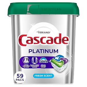 Cascade Platinum Dishwasher Pods Dishwasher Detergent Dish Detergent Soap Fresh 59 Count