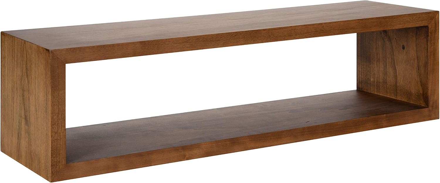 Kate and Laurel Holt Modern Floating Wood Wall Shelf, 30 x 8, Rustic Brown, Chic Rectangular Floating Wood Console for Wall