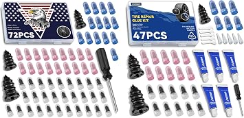 AUTOWN 119Pcs Tire Repair Rubber Nail Kit with Glue - 100 Screw in Tire Plugs plus Scraper Dropper Tools for Car Truck SUV Motorcycle