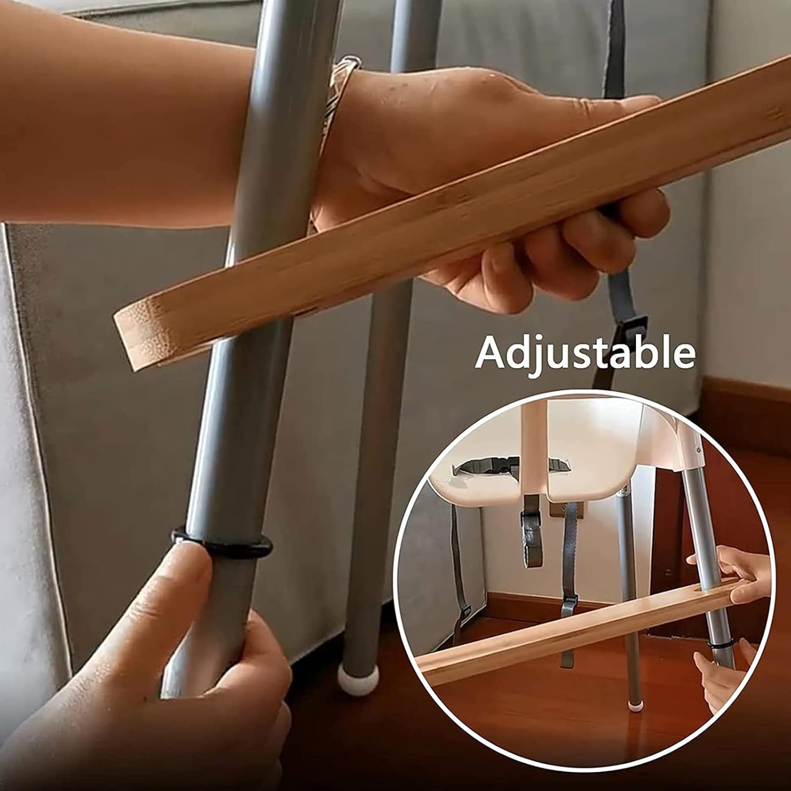 Reposapiés para Trona, Reposapiés Ajustable Antideslizante Compatible con la Trona Antilop de IKEA, Reposa Pies para Tronas de Bebe, Accesorios para Trona Bebe (Bambú)