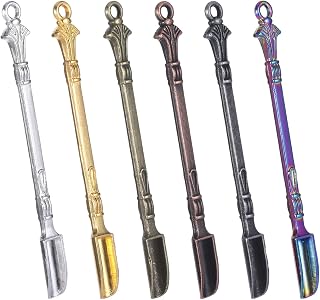 12 Pcs Metal Mini Spoon, Multi-Color Vintage Snuff Spoon, Mini Alloy Keychains, Bulk, Pendant,Craft Jewelry,Kitchen Supplies,Accessories Necklaces,Suitable for Spice Powder,Coffee Powder, 6 Colors