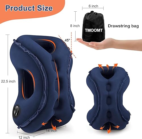 Miniatura 3 de Almohada inflable de viaje, almohada de cuello de avión que soporta cómodamente la cabeza y la barbilla, almohada de viaje para dormir en avión -