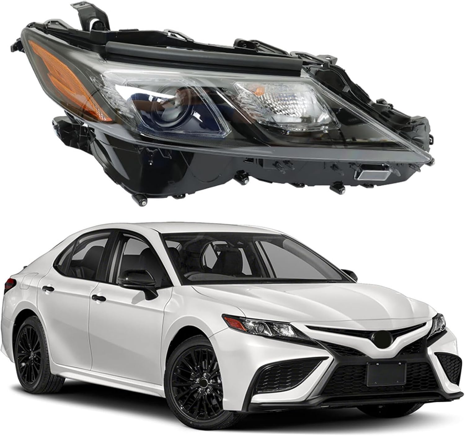 labwork Headlight Assembly Replacement for Toyota Camry LE SE 2021-2022 Black Headlight Set Passenger Side 8111006C20