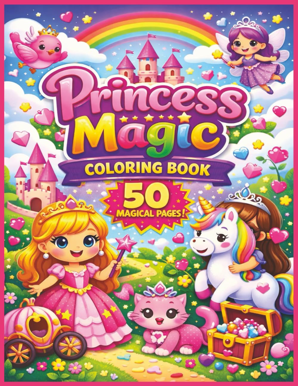 Princess Magic Coloring Book for Girls: Adorable Princesses, Unicorns, Fairies, Castles & Cute Fantasy Friends | Fun Creative Adventure for Kids Ages ... to Color (Color Nest Coloring Adventures)