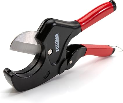 Steelman PVC Pipe Cutter Tool, Cuts 2.5-inch Plastic Tube, Ratcheting, Stainless Steel Blade