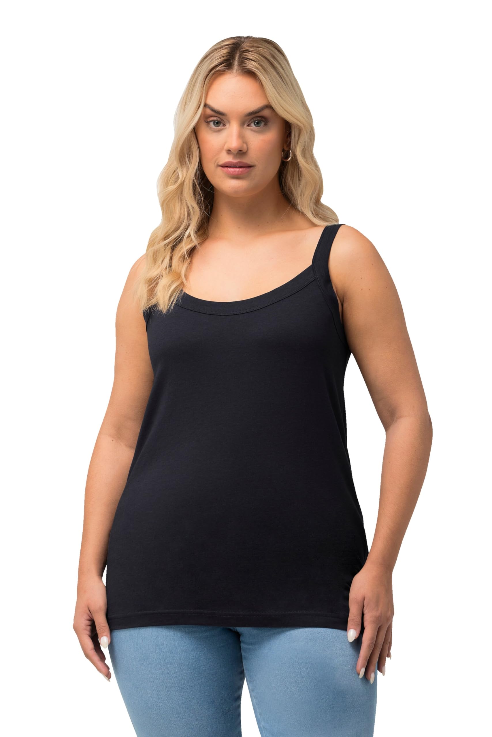 Ulla Popken Women's Spaghetti-Top Vest, Mittelgrau Melange, 58+