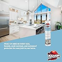 Vista 5 de Kraken Bond Calafateo de silicona transparente para cocina y baño, (1 x 10.1 onzas líquidas), sellador de silicona transparente RTV, impermeable