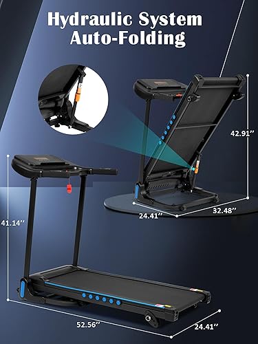 Miniatura 6 de Merax Cinta de correr inclinada, cintas de correr plegables hidráulicas para el hogar, máquina de correr silenciosa de 3.0 HP con estación de carga