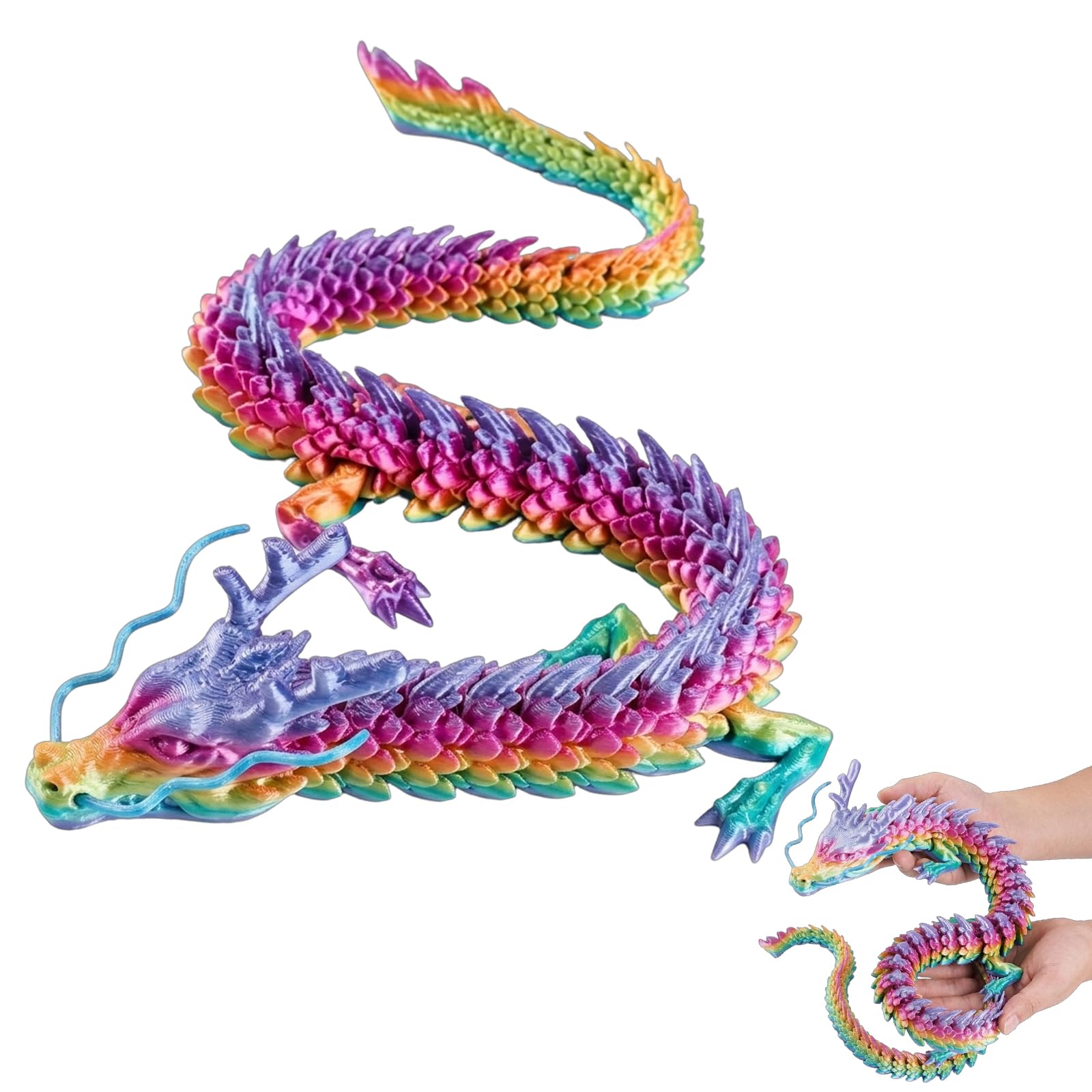 MAUDFEK 1PCS 3D Printed Dragon Large, Decorative 3D Printed Dragon with Wings, Dragon Toy for Collectors and Home Display, 60cm Dragon Figurine for Shelf and Desk Decor