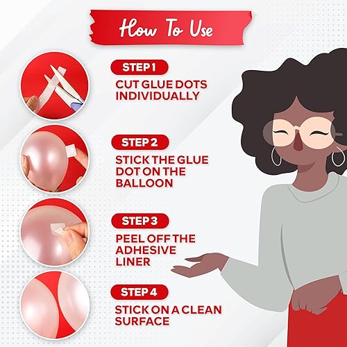 Miniatura 8 de XFasten Puntos de pegamento para globos transparentes, extraíbles, 2500 unidades (25 rollos), cinta adhesiva para arco de globos, puntos de cinta