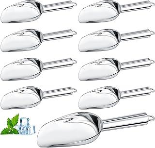 8 Pcs Metal Ice Scoop 6 oz Stainless Steel Ice Scooper for Ice Maker Kitchen Freezer Bar Wedding Party Small Scoops for Pe...