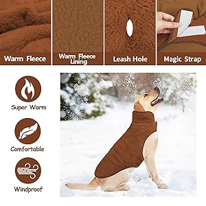Malier Dog Winter Coat, Reversible Fleece Dog Cold Weather Coats, Windproof Warm Snow Puppy Jacket Vest Pet Clothes for Small Medium Large Dogs (Brown, X-Small)