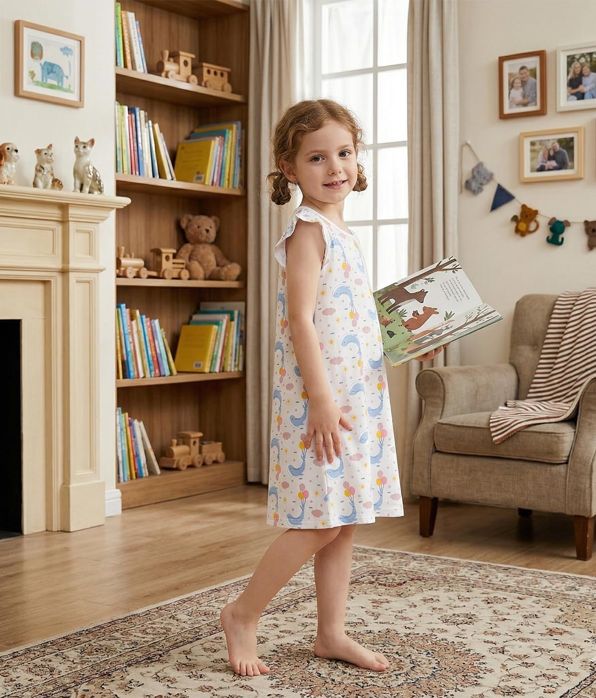 BANGSAUR Girls' Dress, Cotton Soft Sleepshirts,3-10 Years
