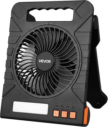 Miniatura 11 de VEVOR Ventilador de campamento alimentado por energía solar, ventilador solar portátil de 10000 mAh, batería recargable por USB de 8 pulgadas,