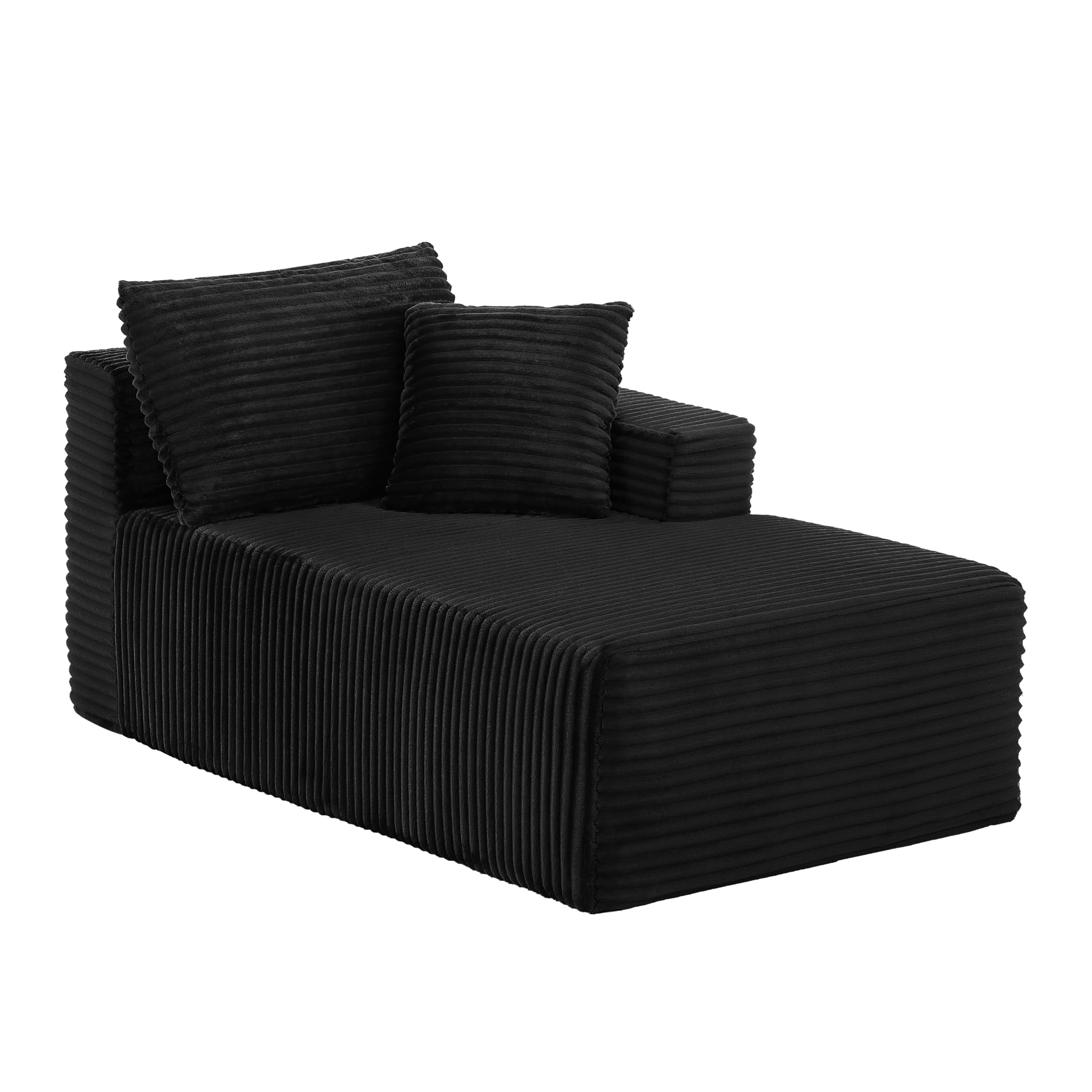 Sapgaks - Sofá esquinero convertible en L, sofá de 3 plazas de pana, sofá convertible de espuma viscoelástica para la sala de estar, dormitorio, apartamento, B-negro