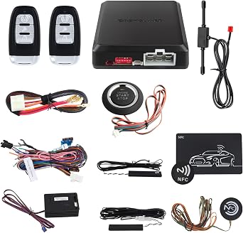 EASYGUARD EC002-NS PKE Passive Keyless Entry Car Alarm System Remote Start Starter Push Start Stop Button NFC Lock Unlock Entry Shock Sensor Alarm