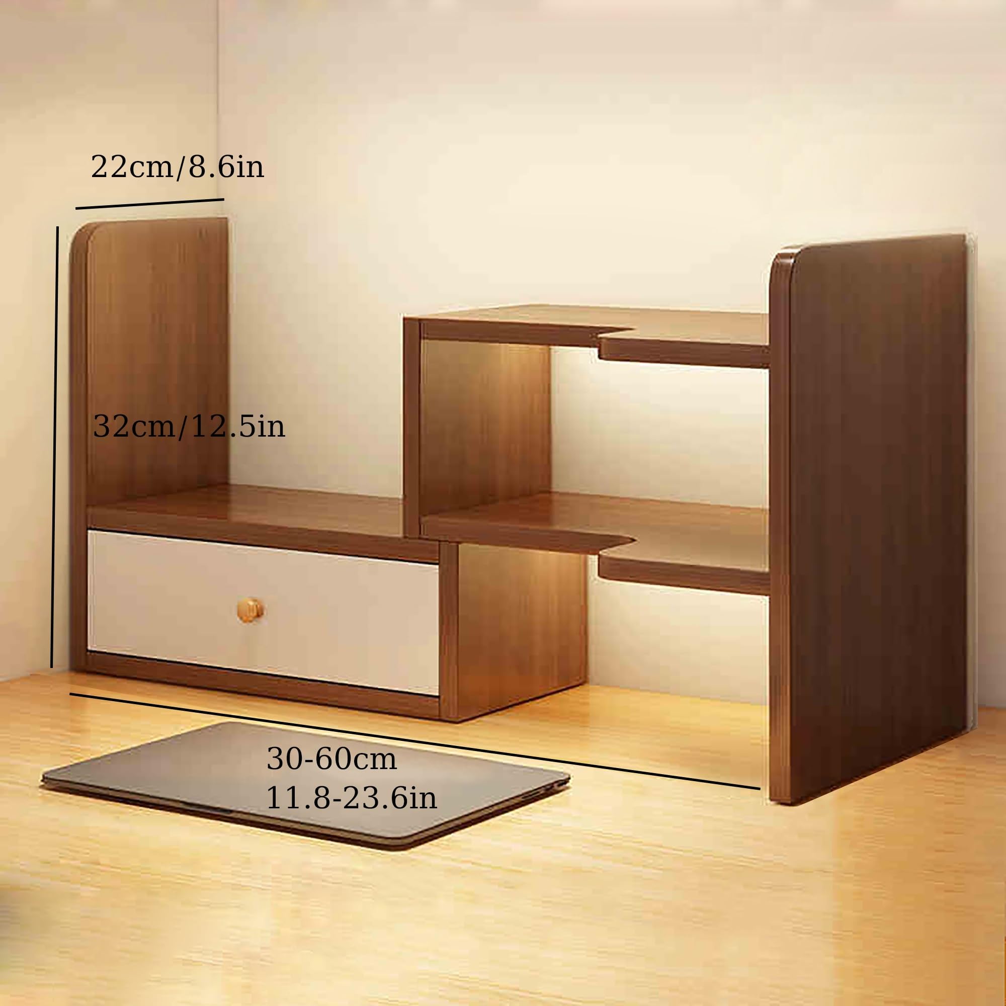 Scaffale da scrivania e da ufficio, in legno, organizer da scrivania per casa, dormitorio, ufficio, mensola superiore compatta per computer, salvaspazio, 31 x 22 x 32 cm