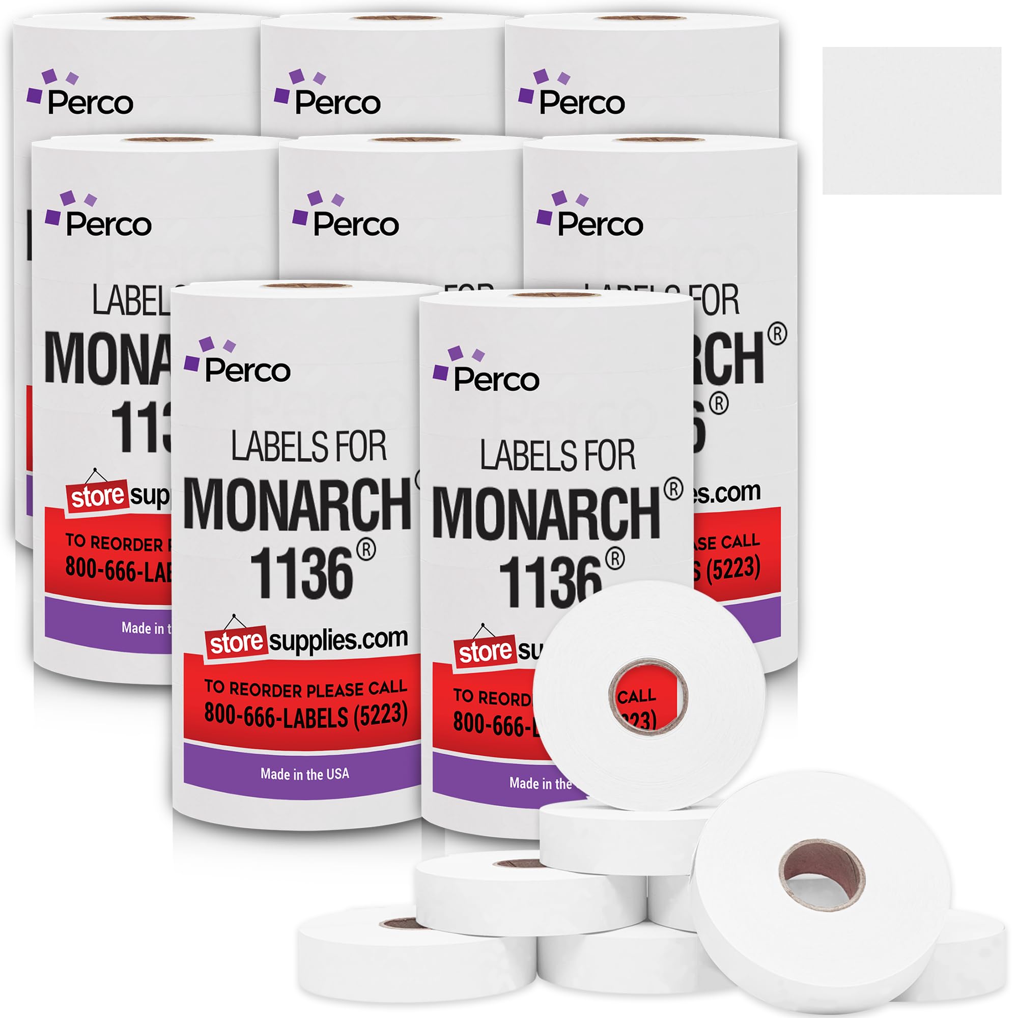 Etiketten für Monarch 1136 Preisauszeichner, wiederablösbar, Weiß, 8 Hüllen, 112.000 Preisauszeichnungsetiketten, Vorteilspack